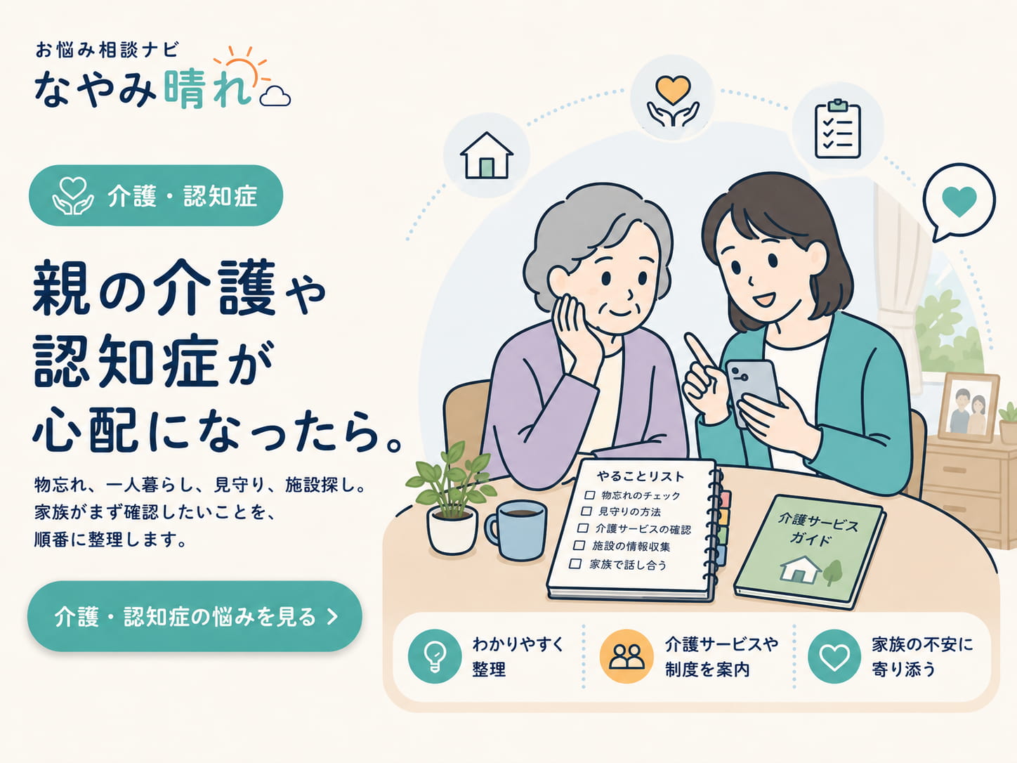 親の介護、認知症かもしれない不安、一人暮らしの親、見守り、施設検討